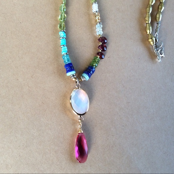 Handcrafted Sundance Charm natural Multi Gemstone Necklace Stunning NEW - Picture 10 of 11